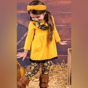 Girls Mia Belle Girls Flower Fancy Tunic, Leggings and Scarf Set Size 10-12